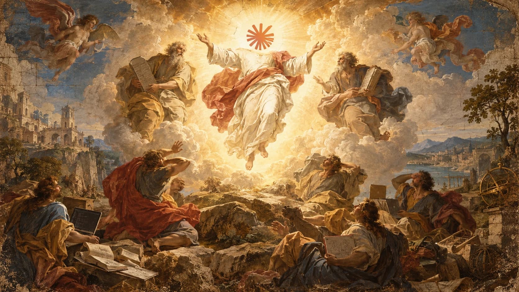A digital parody of Raphael's Transfiguration